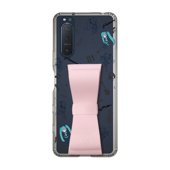 Slim Protection Case - STAND & RING RIBBON Sakura Pink［ HATSUNE MIKU - Ribbon - Instrumental - Monochrome ］