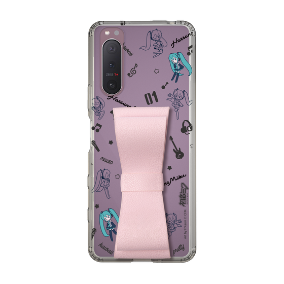 Slim Protection Case - STAND & RING RIBBON Sakura Pink［ HATSUNE MIKU - Ribbon - Instrumental - Monochrome ］