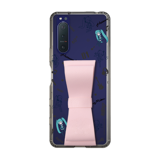 Slim Protection Case - STAND & RING RIBBON Sakura Pink［ HATSUNE MIKU - Ribbon - Instrumental - Monochrome ］