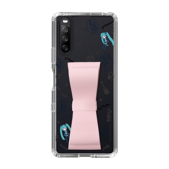 Slim Protection Case - STAND & RING RIBBON Sakura Pink［ HATSUNE MIKU - Ribbon - Instrumental - Monochrome ］