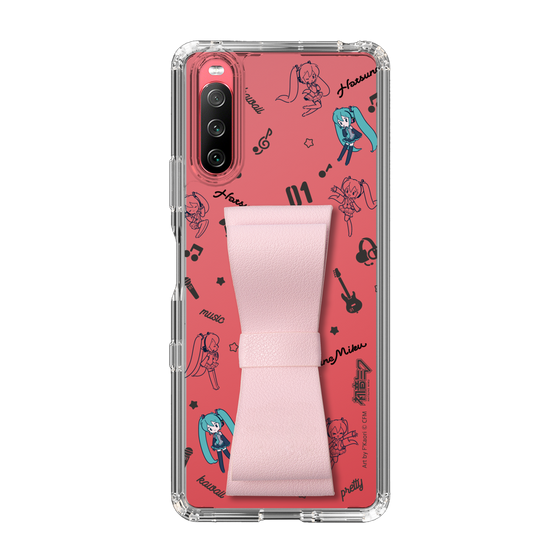 Slim Protection Case - STAND & RING RIBBON Sakura Pink［ HATSUNE MIKU - Ribbon - Instrumental - Monochrome ］