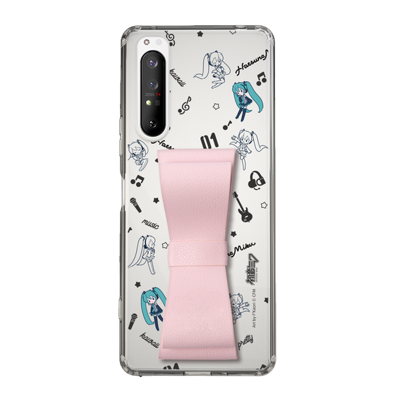Slim Protection Case - STAND & RING RIBBON Sakura Pink［ HATSUNE MIKU - Ribbon - Instrumental - Monochrome ］