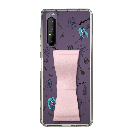 Slim Protection Case - STAND & RING RIBBON Sakura Pink［ HATSUNE MIKU - Ribbon - Instrumental - Monochrome ］