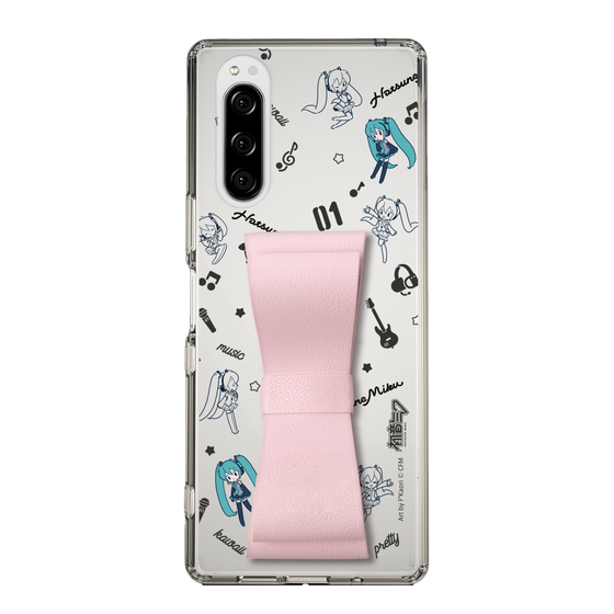 Slim Protection Case - STAND & RING RIBBON Sakura Pink［ HATSUNE MIKU - Ribbon - Instrumental - Monochrome ］