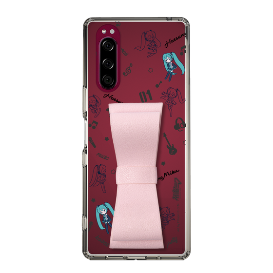Slim Protection Case - STAND & RING RIBBON Sakura Pink［ HATSUNE MIKU - Ribbon - Instrumental - Monochrome ］