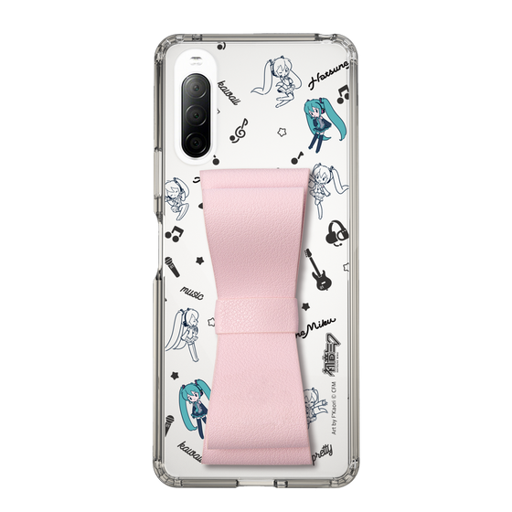 Slim Protection Case - STAND & RING RIBBON Sakura Pink［ HATSUNE MIKU - Ribbon - Instrumental - Monochrome ］