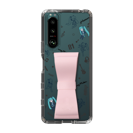 Slim Protection Case - STAND & RING RIBBON Sakura Pink［ HATSUNE MIKU - Ribbon - Instrumental - Monochrome ］