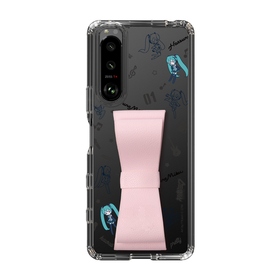 Slim Protection Case - STAND & RING RIBBON Sakura Pink［ HATSUNE MIKU - Ribbon - Instrumental - Monochrome ］