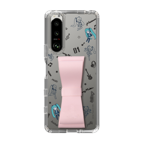 Slim Protection Case - STAND & RING RIBBON Sakura Pink［ HATSUNE MIKU - Ribbon - Instrumental - Monochrome ］