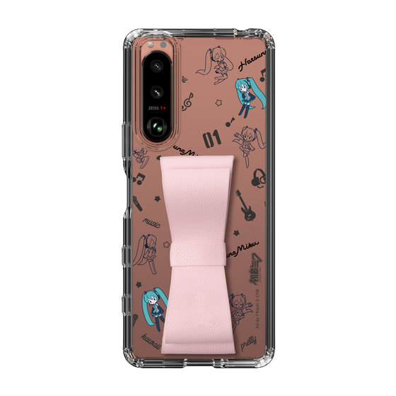 Slim Protection Case - STAND & RING RIBBON Sakura Pink［ HATSUNE MIKU - Ribbon - Instrumental - Monochrome ］