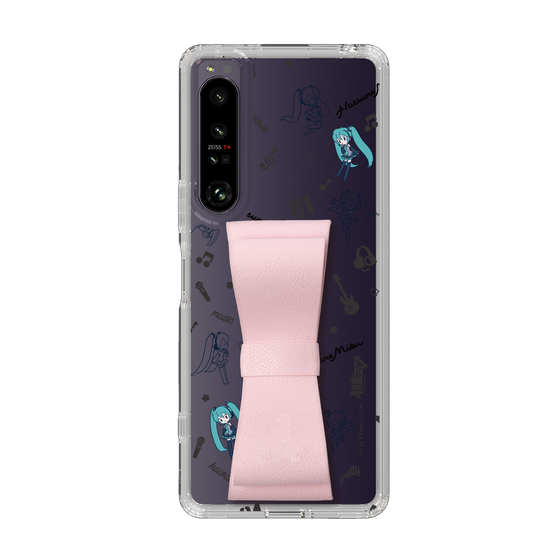 Slim Protection Case - STAND & RING RIBBON Sakura Pink［ HATSUNE MIKU - Ribbon - Instrumental - Monochrome ］