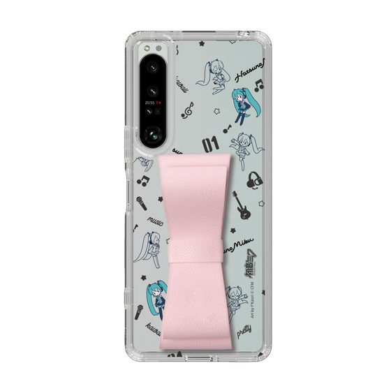 Slim Protection Case - STAND & RING RIBBON Sakura Pink［ HATSUNE MIKU - Ribbon - Instrumental - Monochrome ］
