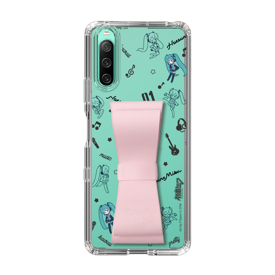Slim Protection Case - STAND & RING RIBBON Sakura Pink［ HATSUNE MIKU - Ribbon - Instrumental - Monochrome ］