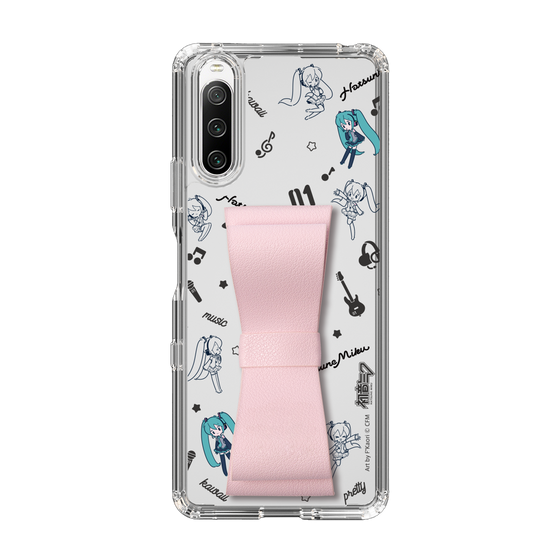 Slim Protection Case - STAND & RING RIBBON Sakura Pink［ HATSUNE MIKU - Ribbon - Instrumental - Monochrome ］