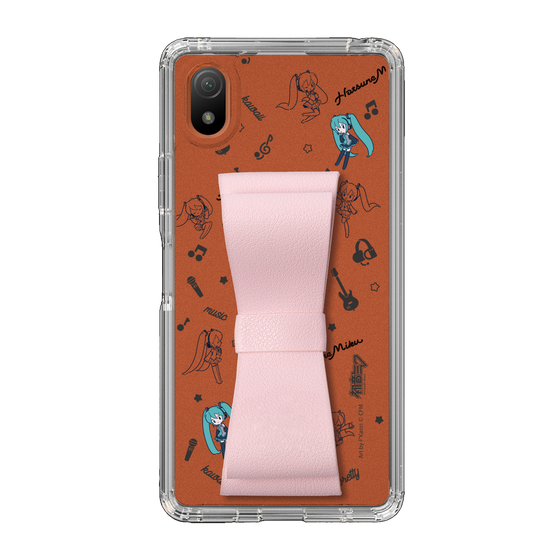 Slim Protection Case - STAND & RING RIBBON Sakura Pink［ HATSUNE MIKU - Ribbon - Instrumental - Monochrome ］