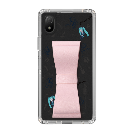 Slim Protection Case - STAND & RING RIBBON Sakura Pink［ HATSUNE MIKU - Ribbon - Instrumental - Monochrome ］