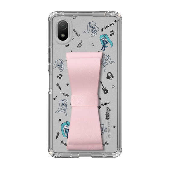 Slim Protection Case - STAND & RING RIBBON Sakura Pink［ HATSUNE MIKU - Ribbon - Instrumental - Monochrome ］