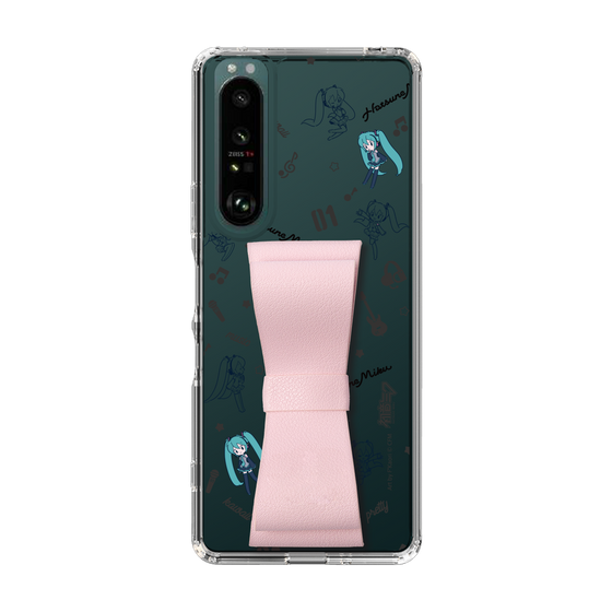 Slim Protection Case - STAND & RING RIBBON Sakura Pink［ HATSUNE MIKU - Ribbon - Instrumental - Monochrome ］