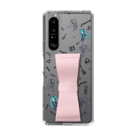 Slim Protection Case - STAND & RING RIBBON Sakura Pink［ HATSUNE MIKU - Ribbon - Instrumental - Monochrome ］