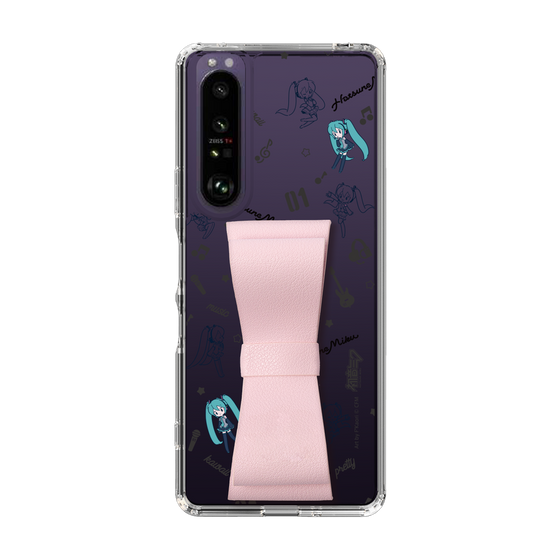 Slim Protection Case - STAND & RING RIBBON Sakura Pink［ HATSUNE MIKU - Ribbon - Instrumental - Monochrome ］