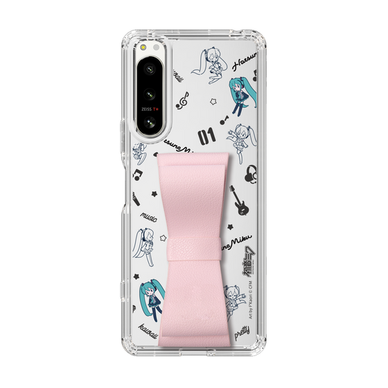 Slim Protection Case - STAND & RING RIBBON Sakura Pink［ HATSUNE MIKU - Ribbon - Instrumental - Monochrome ］