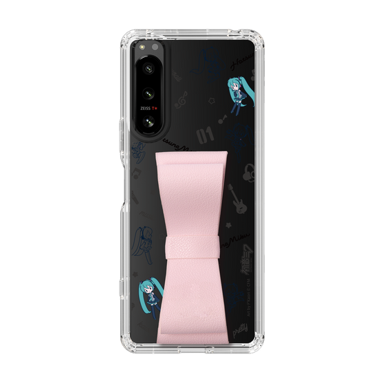 Slim Protection Case - STAND & RING RIBBON Sakura Pink［ HATSUNE MIKU - Ribbon - Instrumental - Monochrome ］