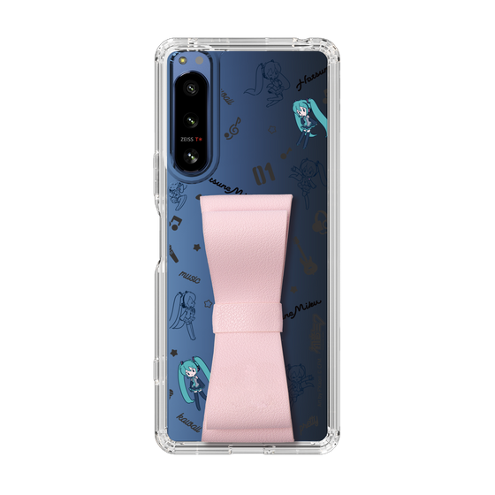 Slim Protection Case - STAND & RING RIBBON Sakura Pink［ HATSUNE MIKU - Ribbon - Instrumental - Monochrome ］
