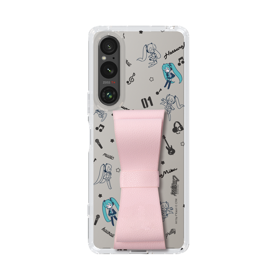 Slim Protection Case - STAND & RING RIBBON Sakura Pink［ HATSUNE MIKU - Ribbon - Instrumental - Monochrome ］