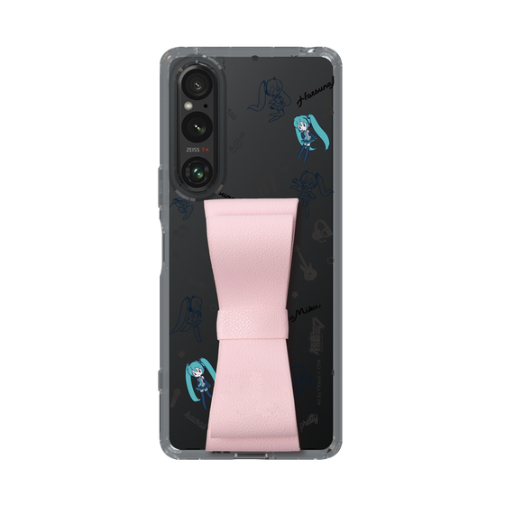 Slim Protection Case - STAND & RING RIBBON Sakura Pink［ HATSUNE MIKU - Ribbon - Instrumental - Monochrome ］