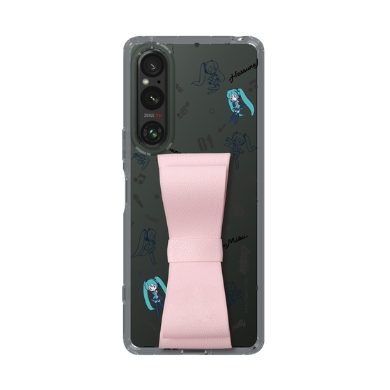 Slim Protection Case - STAND & RING RIBBON Sakura Pink［ HATSUNE MIKU - Ribbon - Instrumental - Monochrome ］