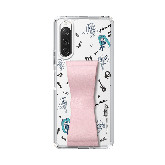 Slim Protection Case - STAND & RING RIBBON Sakura Pink［ HATSUNE MIKU - Ribbon - Instrumental - Monochrome ］