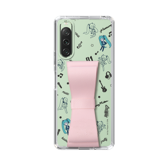 Slim Protection Case - STAND & RING RIBBON Sakura Pink［ HATSUNE MIKU - Ribbon - Instrumental - Monochrome ］