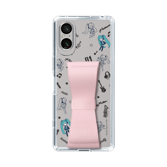 Slim Protection Case - STAND & RING RIBBON Sakura Pink［ HATSUNE MIKU - Ribbon - Instrumental - Monochrome ］