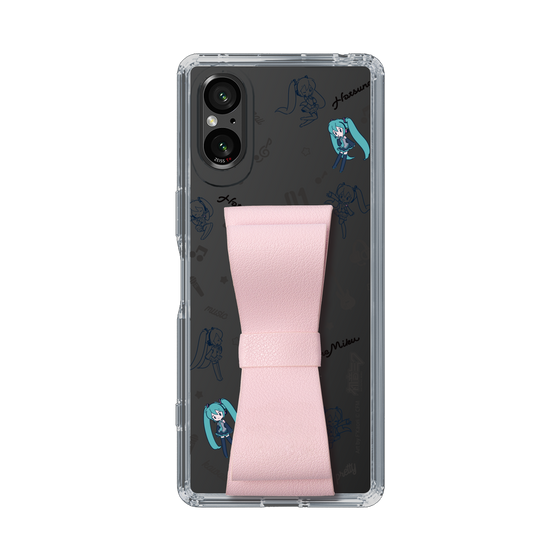Slim Protection Case - STAND & RING RIBBON Sakura Pink［ HATSUNE MIKU - Ribbon - Instrumental - Monochrome ］