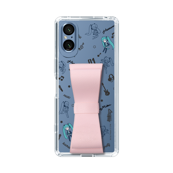 Slim Protection Case - STAND & RING RIBBON Sakura Pink［ HATSUNE MIKU - Ribbon - Instrumental - Monochrome ］