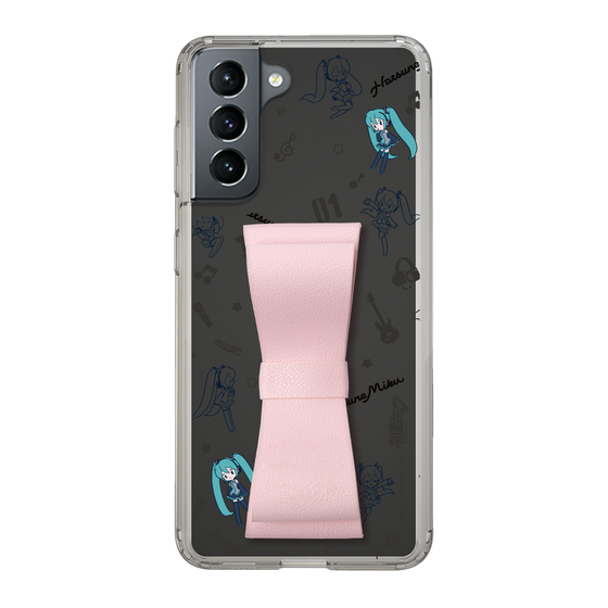 Slim Protection Case - STAND & RING RIBBON Sakura Pink［ HATSUNE MIKU - Ribbon - Instrumental - Monochrome ］