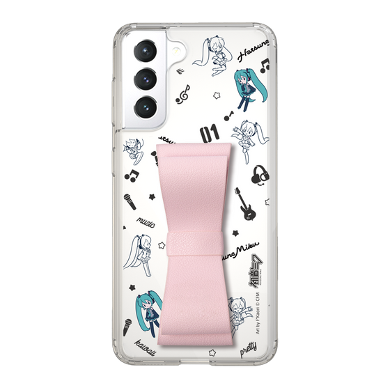 Slim Protection Case - STAND & RING RIBBON Sakura Pink［ HATSUNE MIKU - Ribbon - Instrumental - Monochrome ］