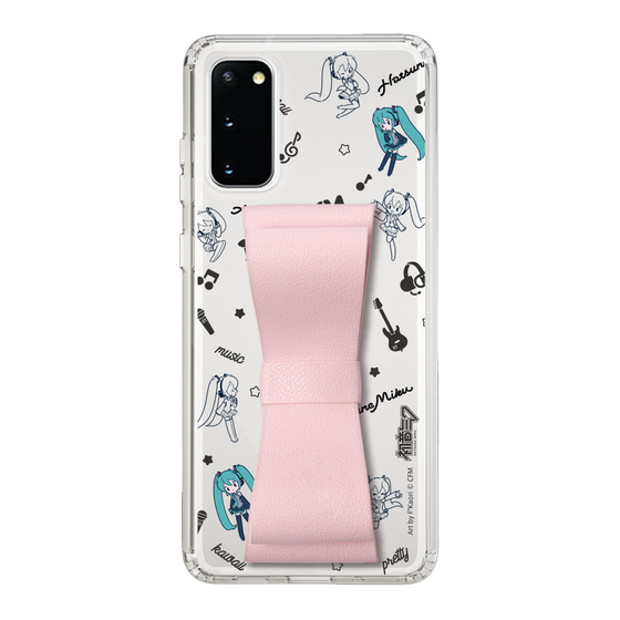 Slim Protection Case - STAND & RING RIBBON Sakura Pink［ HATSUNE MIKU - Ribbon - Instrumental - Monochrome ］