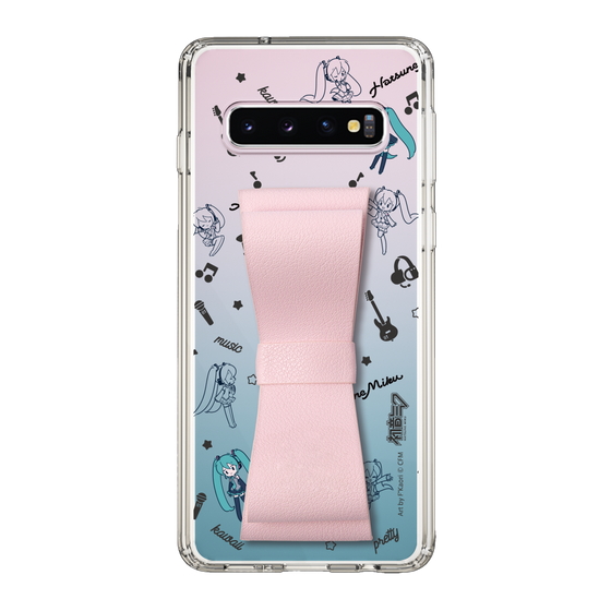 Slim Protection Case - STAND & RING RIBBON Sakura Pink［ HATSUNE MIKU - Ribbon - Instrumental - Monochrome ］