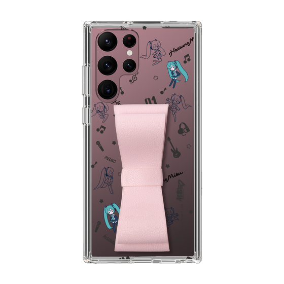 Slim Protection Case - STAND & RING RIBBON Sakura Pink［ HATSUNE MIKU - Ribbon - Instrumental - Monochrome ］