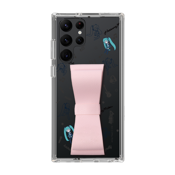 Slim Protection Case - STAND & RING RIBBON Sakura Pink［ HATSUNE MIKU - Ribbon - Instrumental - Monochrome ］