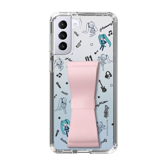 Slim Protection Case - STAND & RING RIBBON Sakura Pink［ HATSUNE MIKU - Ribbon - Instrumental - Monochrome ］