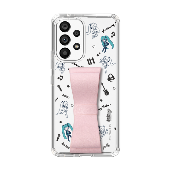 Slim Protection Case - STAND & RING RIBBON Sakura Pink［ HATSUNE MIKU - Ribbon - Instrumental - Monochrome ］