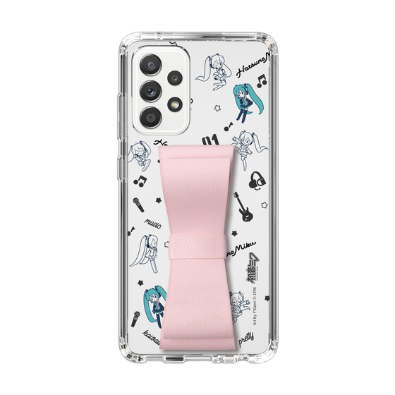 Slim Protection Case - STAND & RING RIBBON Sakura Pink［ HATSUNE MIKU - Ribbon - Instrumental - Monochrome ］