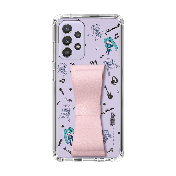 Slim Protection Case - STAND & RING RIBBON Sakura Pink［ HATSUNE MIKU - Ribbon - Instrumental - Monochrome ］