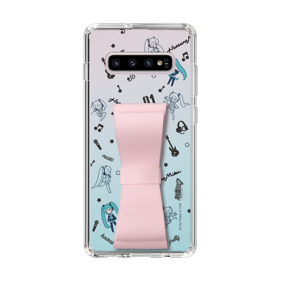 Slim Protection Case - STAND & RING RIBBON Sakura Pink［ HATSUNE MIKU - Ribbon - Instrumental - Monochrome ］