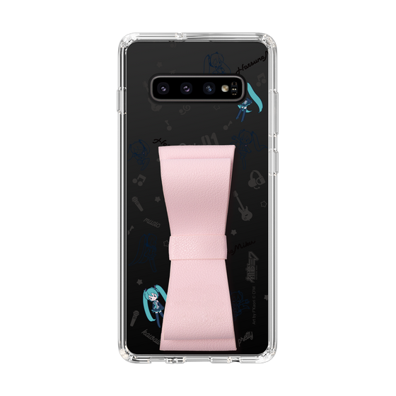 Slim Protection Case - STAND & RING RIBBON Sakura Pink［ HATSUNE MIKU - Ribbon - Instrumental - Monochrome ］