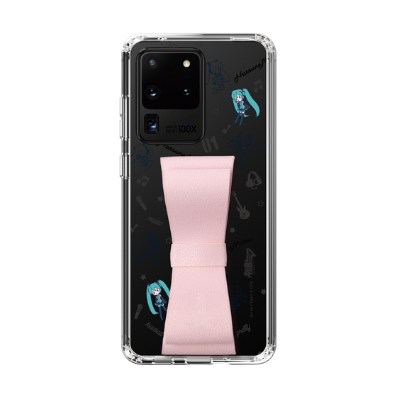 Slim Protection Case - STAND & RING RIBBON Sakura Pink［ HATSUNE MIKU - Ribbon - Instrumental - Monochrome ］