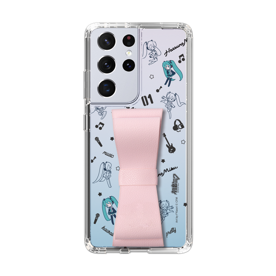 Slim Protection Case - STAND & RING RIBBON Sakura Pink［ HATSUNE MIKU - Ribbon - Instrumental - Monochrome ］