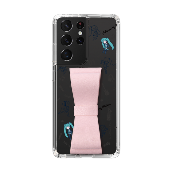 Slim Protection Case - STAND & RING RIBBON Sakura Pink［ HATSUNE MIKU - Ribbon - Instrumental - Monochrome ］
